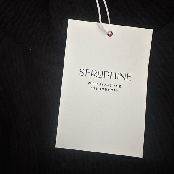 NWT Seraphine Black Pleated Bishop Sleeve Dress - Picture 10 of 11